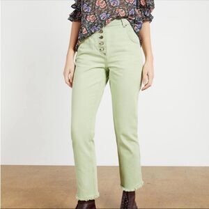 Ted Baker 25 Zahhra Mint Green Straight Leg Ankle High Rise Raw Hem